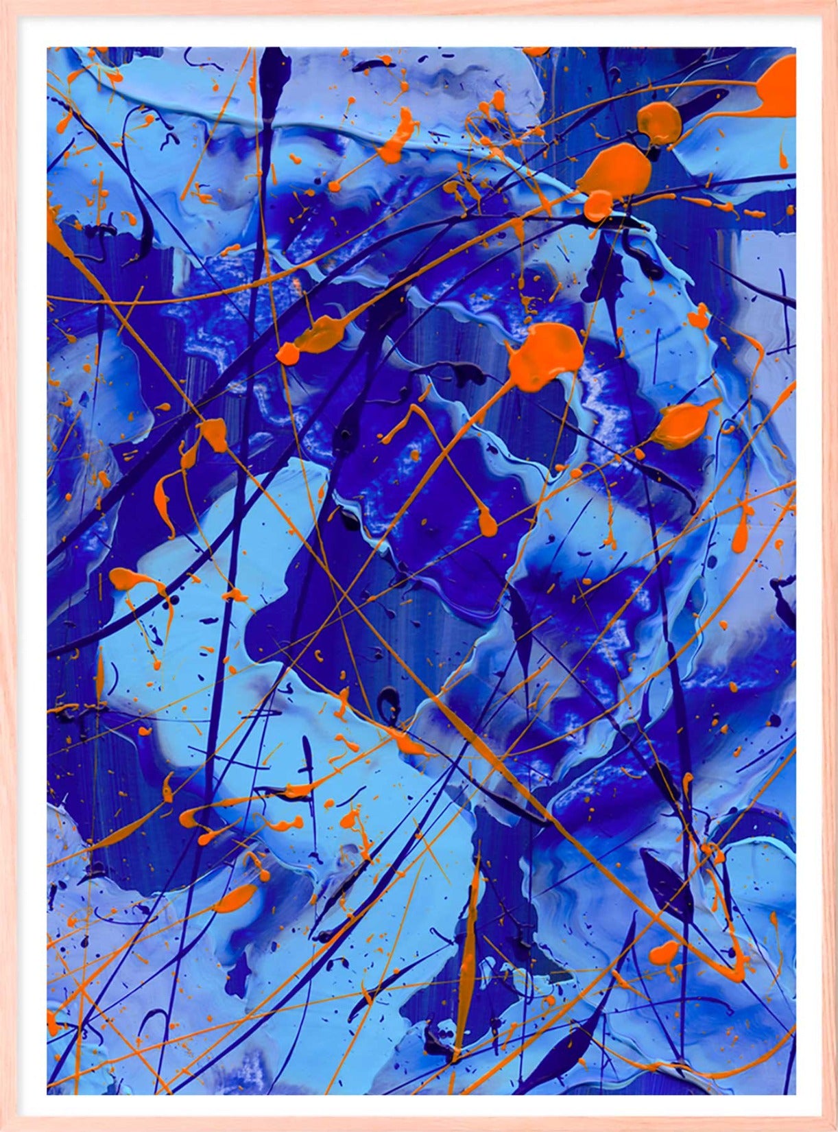Blue I Paper Print in Oak Frame. Bridget Bradley Abstract Art Prints