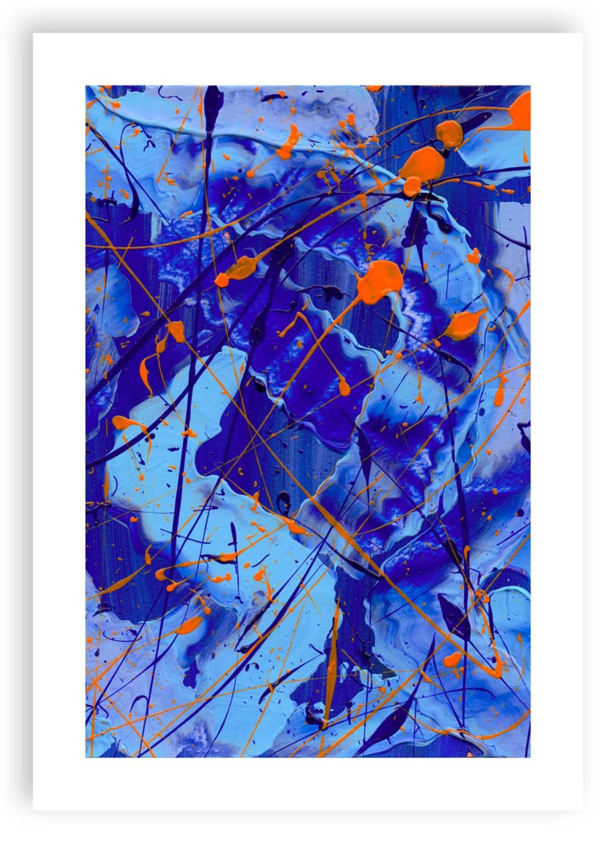 Blue I Paper Print Unframed with white border. Bridget Bradley Abstract Wall Art Prints