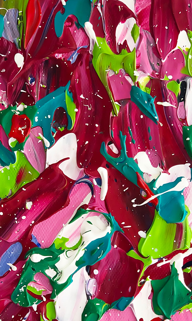 Closeup of texture, 'Splash' original abstract painting by Bridget Bradley