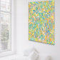 'Naked' original textured abstract  painting on canvas seen hanging in room with white decor above a bed. Artwork hand-painted by Bridget Bradley, Contemporary Abstract Artist Australia