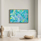 'Ocean' Large abstract, canvas art print, framed in oak hanging in coastal home. After the original painting by Abstract Artist, Bridget Bradley