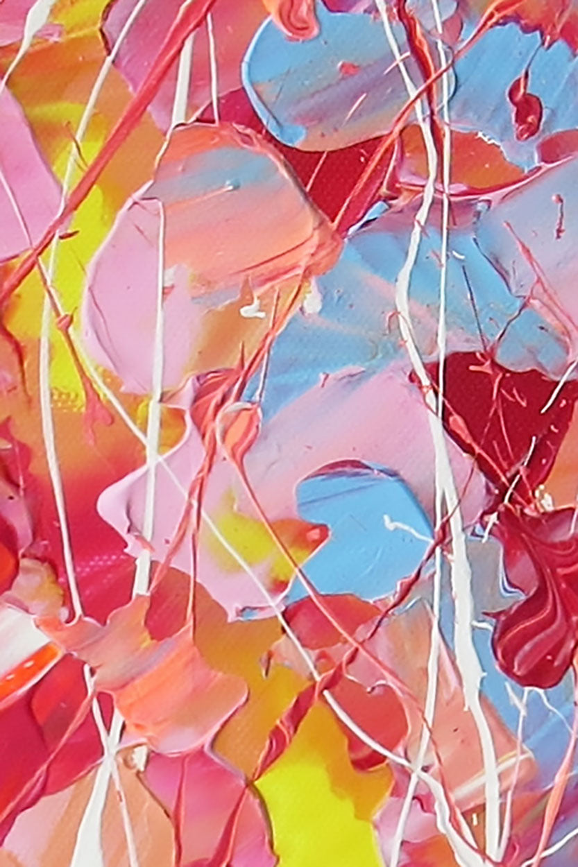 Closeup of 'Pink Lake' Textured Abstract Original Painting by Bridget Bradley