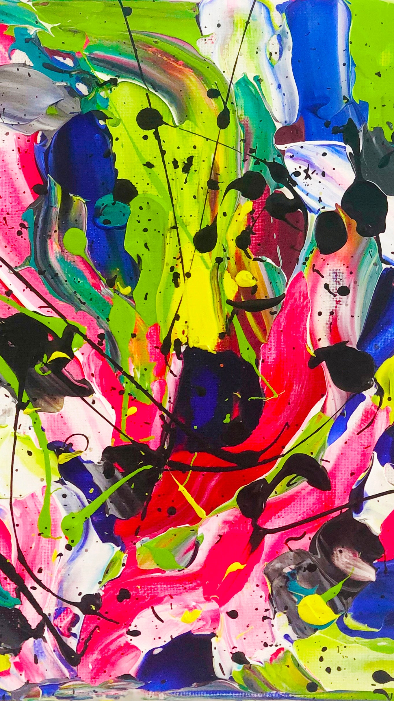 Snapshot of 'City Days 'original abstract expressionismpainting on cnvas in bright colours by Bridget Bradley